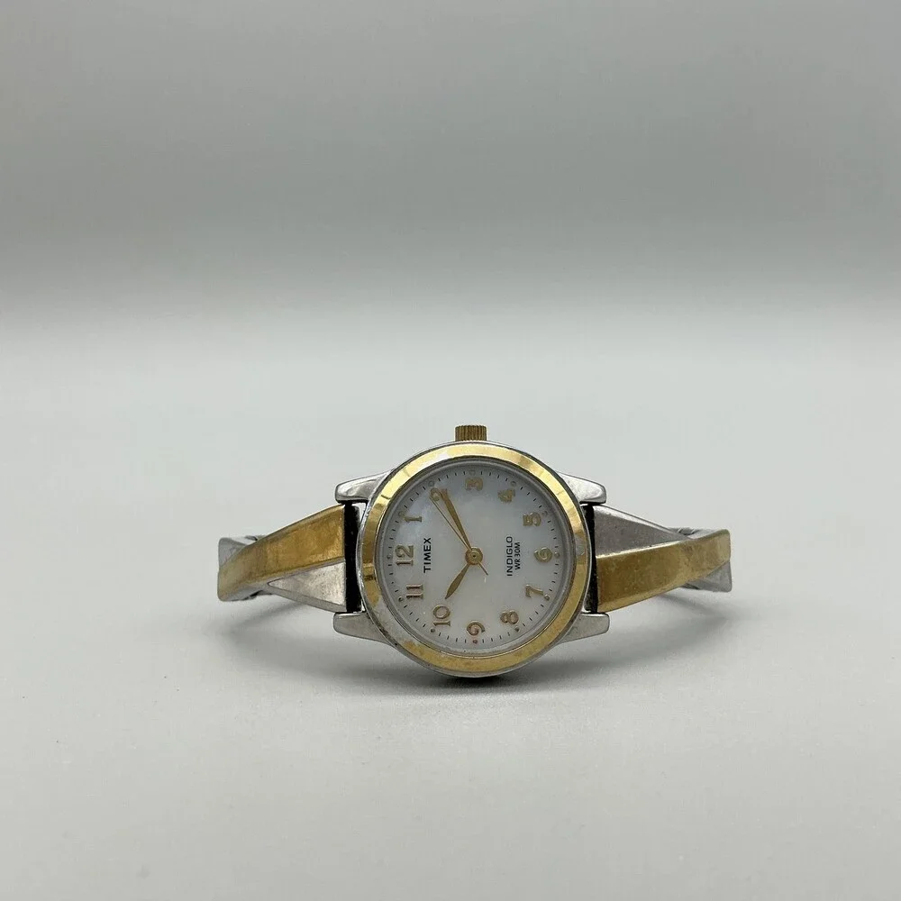 Timex Indiglo Womens Watch 25mm Gold Silver Two Tone Bracelet New Battery
